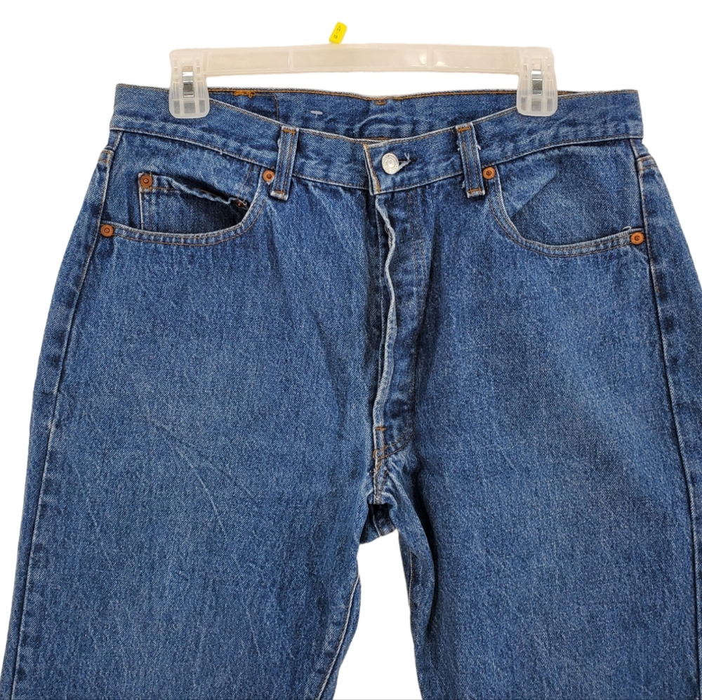80s Levis 501 0115 Blue Jeans Mens 34x36 Buttonfly Wide Leg VTG USA (32x36) - Picture 3 of 13